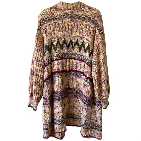 KORI AMERICA Bohemian Long Length Cardigan Sweater Multicolor S/M Open Front - Picture 5 of 7